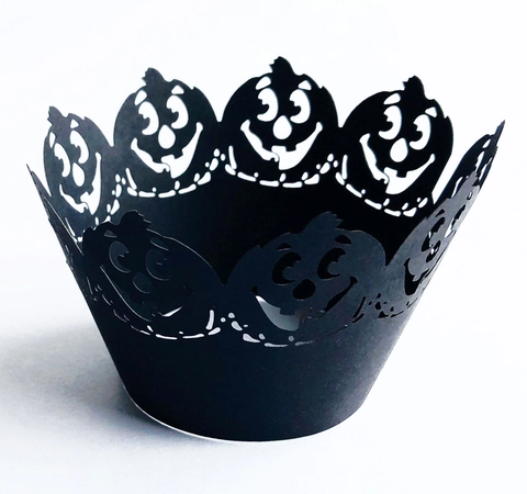 Halloween Pumpkin Laser Cut Cupcake Wrappers Pearl Cardboard Witch Design Cake Decor For Party Supplies Cake Decoration