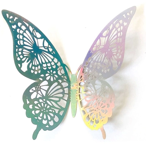 3D Schillernde Schmetterling Wandaufkleber Lasergeschnittene Hohl Perlpapier Schmetterling Wandbilder Für Hochzeit Party Haus Dekoration