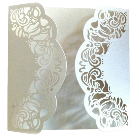 Laser Cut Floral Pearl Paper Wedding Invitation Card Shell Elegant Hollow Out Greeting Card Covers For Party Celebration