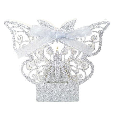 Scatola di Caramelle a Farfalla Traforata Luccicante Scatola Regalo in Carta Taglio Laser Con Fiocco per Matrimonio Festa