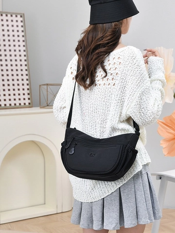 Women Lightweight Waterproof Nylon Crossbody Bag Casual Dumpling Messenger Bag Multi Pocket Shoulder Bag Travel Commute Handbag
