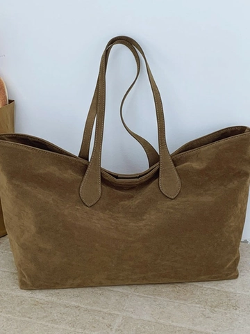 Retro Frosted Texture Large Capacity Tote Bag Minimalist PU Leather Shoulder Bag Casual Commuting Shopper Bag Solid Color Women Bag