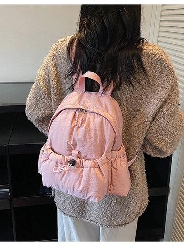 Sac à Dos en Toile pour Femmes Grande Capacité Sac de Voyage Décontracté pour Étudiants Sac d'École Durable Avec Poche à Cordon