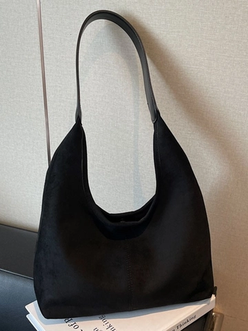 Vintage Large Capacity PU Suede Matte Texture Hobo Shoulder Bag For Women Retro Casual Commuter Tote Handbag With Pouch