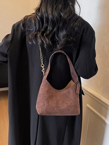 Borsa A Secchiello In Camoscio Vintage Da Donna Moda Casual Hobo Borsa A Spalla Con Catena Dorata Borsa A Tracolla Quotidiana