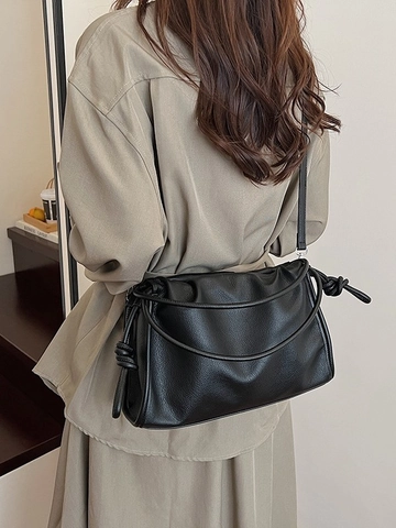 Borsa a Nuvola in Pelle PU Donna con Pieghe Grande Capacità Design di Nicchia Decorazione Nodo Spalla Tracolla Ascellare per Pendolare