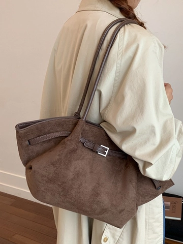 Grand Sac Fourre-tout en Cuir PU Vintage pour Femmes Texture Givrée Sac à Bandoulière Design d'Épissage Chic