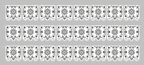 Guirnalda de Papel Cortado con Láser Blanco Bandera Floral Calada Decoración Colgante para Boda Fiesta Cumpleaños Celebración Hogar