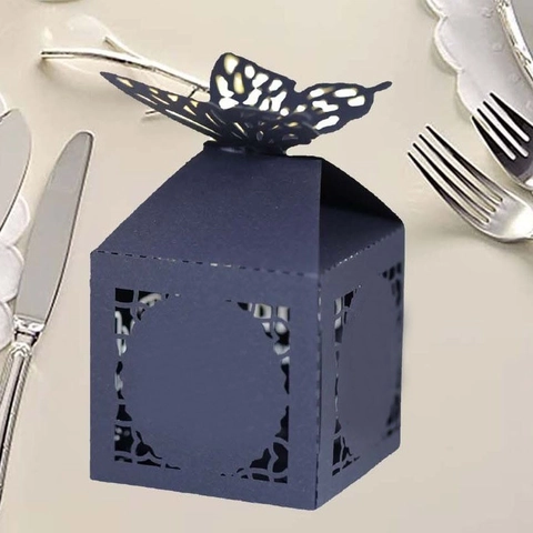 Laser Cut Butterfly Hollow Wedding Candy Box Pearlescent Paper Chocolate Gift Box For Birthday Party Celebration Decoration