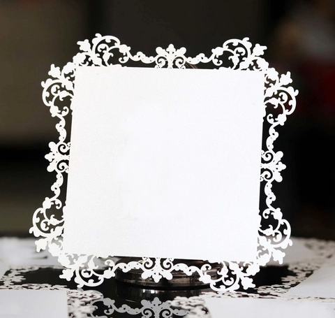 Biglietto Decorativo in Carta Perlata con Pizzo Traforato a Taglio Laser Europeo per Matrimonio Segnaposto Biglietto d'Invito