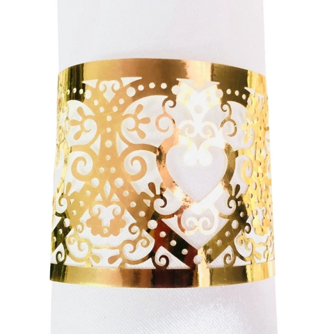 Ronds de Serviette Élégants en Forme de Cœur Découpe Laser Papier Perlé pour Décoration de Table de Mariage et Banquet