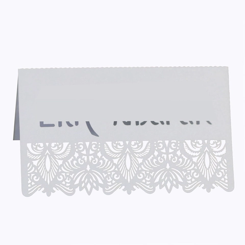 Elegant Laser Cut Pearlescent Paper Place Cards Floral Hollow Out Lace Table Cards For Wedding Banquet Party Decoration