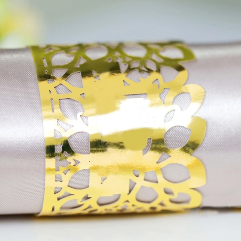 Portatovaglioli in Carta Perlata Tagliati al Laser Design Mariposa Intagliato a Fiori per Decorazione Tavola Matrimonio Banchetto