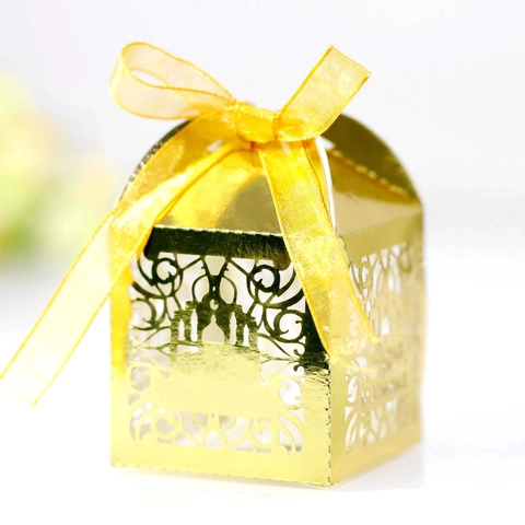 Lasergeschnittene Eid Mubarak Süßigkeitenbox Moscheemuster Perlmuttpapier Ramadan Kareem Geschenkverpackung Mit Band Hochzeit