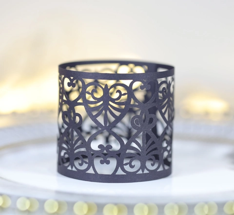 Hollow Heart Scroll Laser Cut Paper Candle Shade Wrappers Gold Silver Lace Decoration For Wedding Party Tea Light LED Candle
