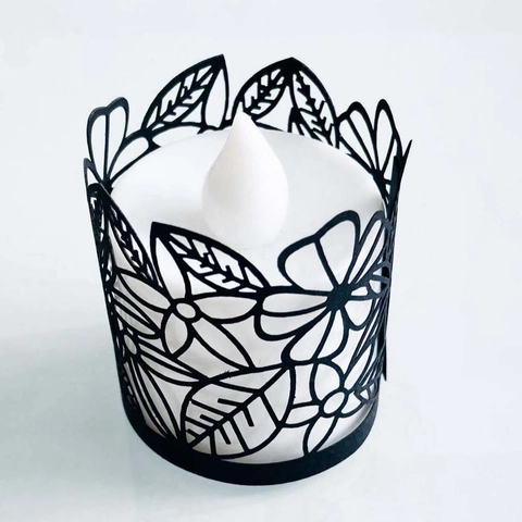 Lasergeschnittene Blumen Perlmuttpapier Teelicht Kerzenmanschetten Für Hochzeit Geburtstag Party Tischdeko Ornamente