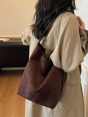 Vintage Mattiert PU Leder Eimertasche Für Damen Große Kapazität Schulter Umhängetasche Minimalistisch Pendeln Mode Handtasche