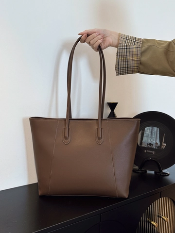 Grote Capaciteit PU Lederen Tote Bag Voor Dames Minimalistische Stedelijke Woon-werkverkeer Schoudertas Met Contraststiksels