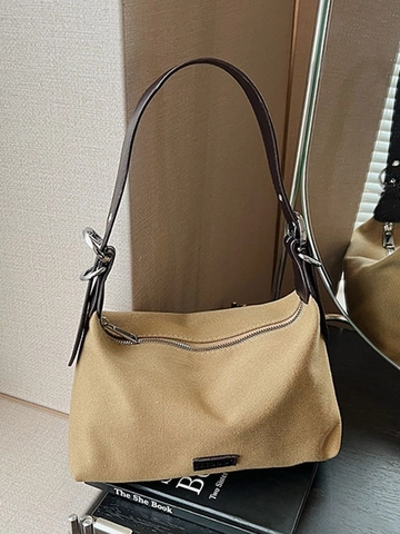 High-End Nische Segeltuch Umhängetasche Für Damen 2026 Lässige Schultertasche Pendler Teigtasche Minimalistisch PU Handtasche