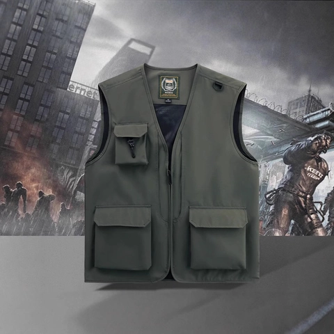 Gilet da Pesca All'aperto Multitasche da Uomo Asciugatura Rapida Senza Maniche in Mesh Traspirante Gilet Fotografico Casual Cargo