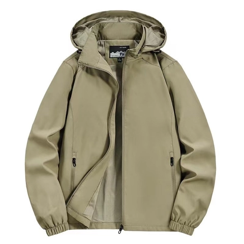 Men's Casual Windproof Outdoor Jacket Detachable Hooded Zip Up Windbreaker Coat Lightweight Breathable Sportswear For Daily Hiking