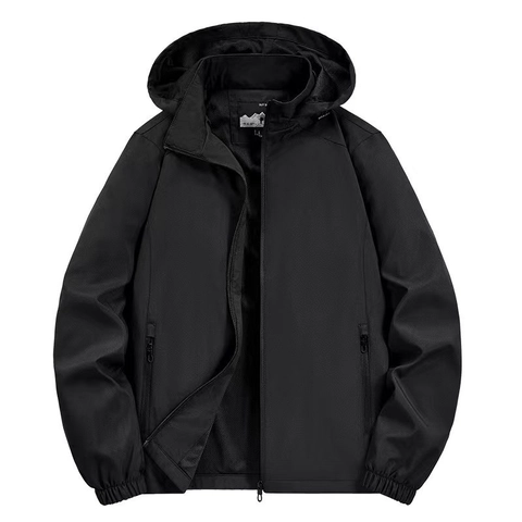 Men's Casual Windproof Outdoor Jacket Detachable Hooded Zip Up Windbreaker Coat Lightweight Breathable Sportswear For Daily Hiking