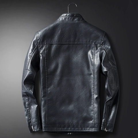 Men's Casual Stand Collar PU Leather Jacket Slim Fit Fleece Lined Winter Motorcycle Coat Warm Quilted Biker Outwear