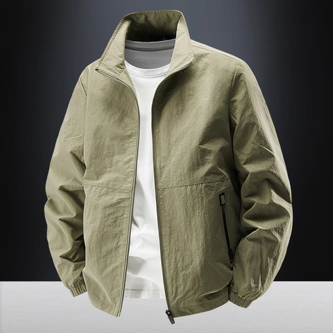 Giacca da Uomo Casual in Nylon Collo Rialzato Vestibilità Ampia Antivento Leggera Outdoor Con Tasche Cappotto Primavera Autunno