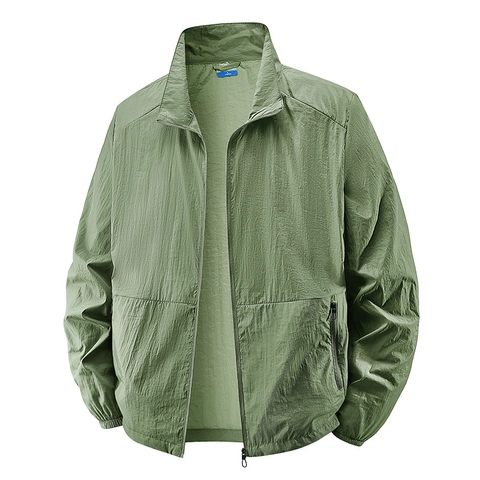 Chaqueta de Protección Solar Ligera para Hombre Impermeable a Prueba de Viento Transpirable Chaqueta Deportiva al Aire Libre Cuello Alto