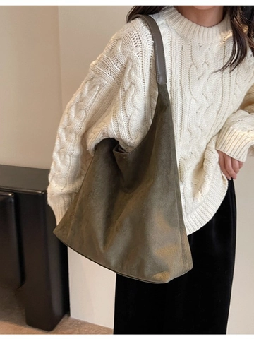 Bolso Tote de Gamuza Sintética de Gran Capacidad para Mujer Bolso de Hombro Hobo Minimalista Retro Estilo Coreano Bolso de Oficina Blando Color Sólido