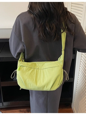 Bolso Bandolera de Nailon Minimalista de Gran Capacidad para Mujer Bolso de Hombro Casual Versátil Color Sólido Textura Arrugada