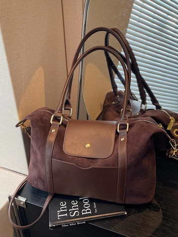 Große Kapazität Vintage Matte PU Leder Tote Bag Für Damen Vielseitige Gespleißte Umhängetasche Mit Reißverschluss Mehrfarbige Handtasche