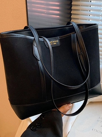 Bolso Tote Vintage Esmerilado de Gran Capacidad para Mujer Bolso de Hombro de PU Patchwork de Alta Calidad Versátil para Diario