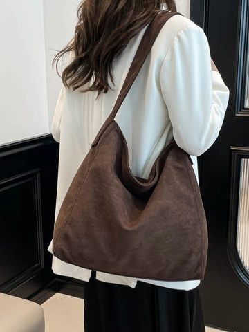 Large Capacity Faux Suede Hobo Bag For Women Vintage Leopard Print Tote Bag Soft Commuter Shoulder Bag Retro Style Satchel