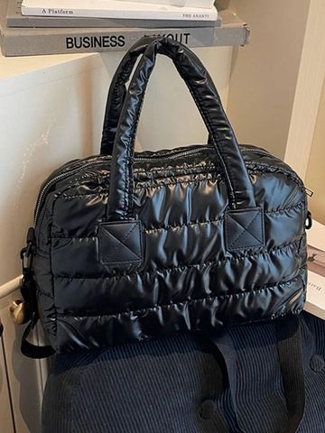 Damen Gesteppte Puffer Tragetasche Metallic Große Kapazität Umhängetasche Gesteppte Schultertasche Trendy Winter Herbst Casual Handtasche