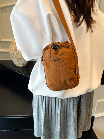 Damen Fashion Plissiert Nylon Kordelzug Umhängetasche Lässig Klein Handytasche Wasserdicht Eimer Schultertasche Für Alltag