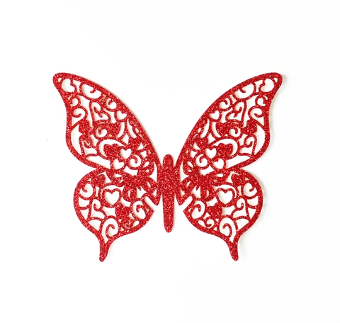 3D Holle Rode Glitter Vlinder Kaarten Lasercut Papieren Vlinders Voor Bruiloft Valentijn Feest Cake Decoratie Muurstickers