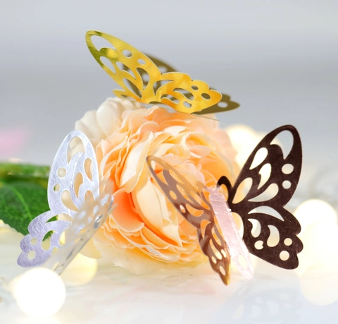 3D Farfalla Adesivi Murali Metallici Traforati Set da 12 Pezzi Carta Perlata Farfalle Decorative per Casa Matrimonio Festa