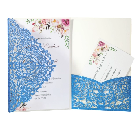 European Laser Cut Glitter Paper Wedding Invitations Set Hollow Greeting Cards For Engagement Marriage Celebration Party Supplies