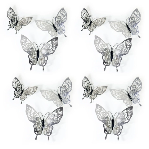 Eleganti Adesivi Murali a Farfalla in Carta Perlata Taglio Laser Decalcomanie a Farfalla Decorative per Matrimonio Festa Casa