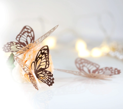 3D Hollow Butterfly Wall Stickers Gold Silver Rose Gold Metallic Paper Butterfly Decals For Wedding Party Home Kids Room Wall Decor