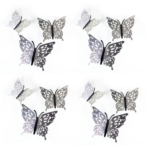 3D Farfalla Adesivi Murali Traforati Carta Perlata Texture Metallica DIY Decalcomanie Farfalla Per Matrimonio Festa Casa Set