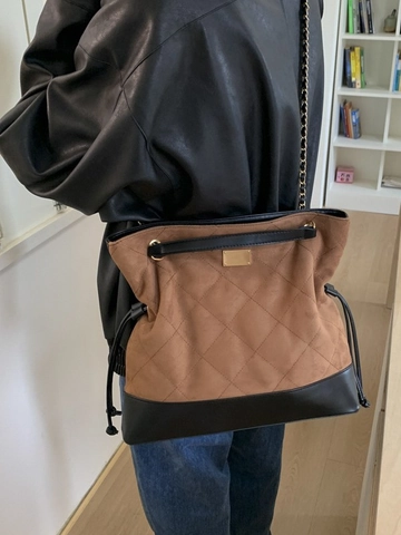 Sac Seau pour Femmes Grande Capacité en Cuir PU Losange Matelassé Couture Bloc de Couleur Bandoulière Chaîne Sac Fourre-Tout Quotidien