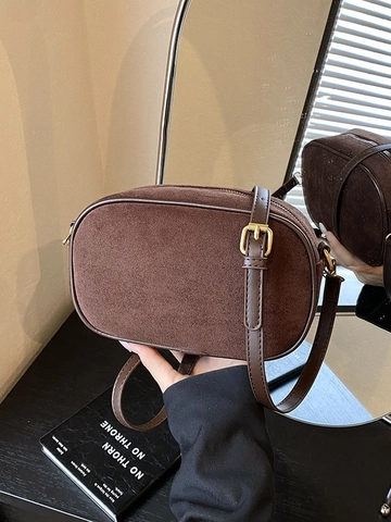 Borsa a Tracolla in Pelle PU Vintage Smerigliata per Donna Moda Minimalista Borsa Quadrata Fotocamera Retrò Borsa a Spalla Casual Messenger