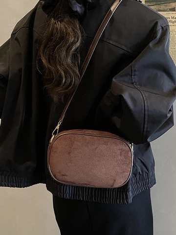 Borsa a Tracolla in Pelle PU Vintage Smerigliata per Donna Moda Minimalista Borsa Quadrata Fotocamera Retrò Borsa a Spalla Casual Messenger