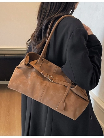 Sac Cabas en Cuir PU Vintage de Grande Capacité pour Femmes Texture Mate Navettage Sac à Bandoulière Mode Sac à Main Décontracté