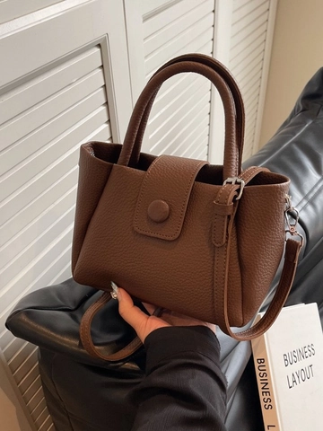 Mode Femmes Sac Seau en Cuir PU Grain de Litchi Sac à Main Polyvalent Minimaliste Sac à Bandoulière Pour Usage Quotidien