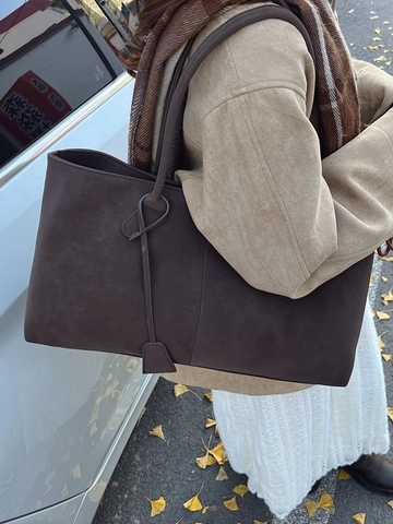 Sac Fourre-Tout en Cuir PU Mat Grande Capacité pour Femmes Minimaliste Rétro Sac à Épaule pour Bureau Travail Shopping Chic