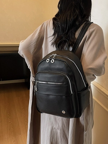 Damen Fashion PU Leder Rucksack Litschikorn Große Kapazität Pendler Schultasche Mehrfach Tasche Stilvolle Reise Rucksack