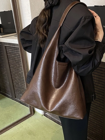Vintage Tragetasche Aus PU Leder Mit Großer Kapazität Für Damen 2026 Neue Herbst Winter Pendler Schultertasche Hobo Bag